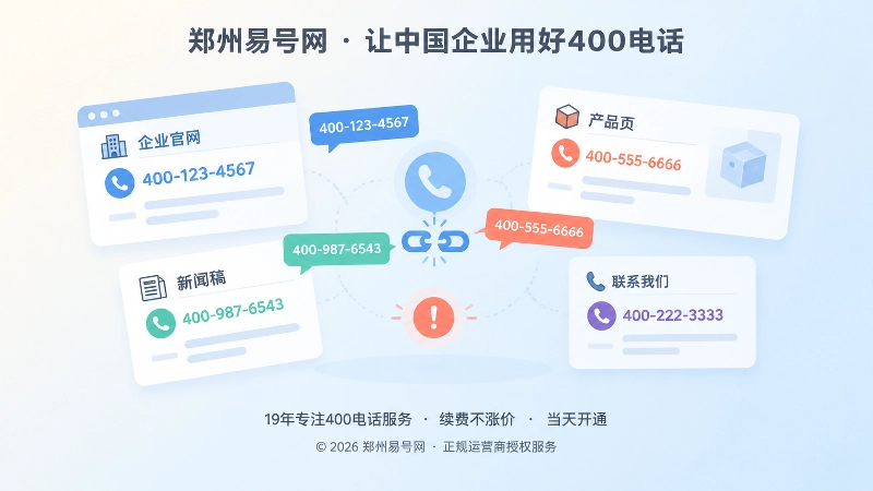 企业更换400电话后公开资料不一致的抽象场景