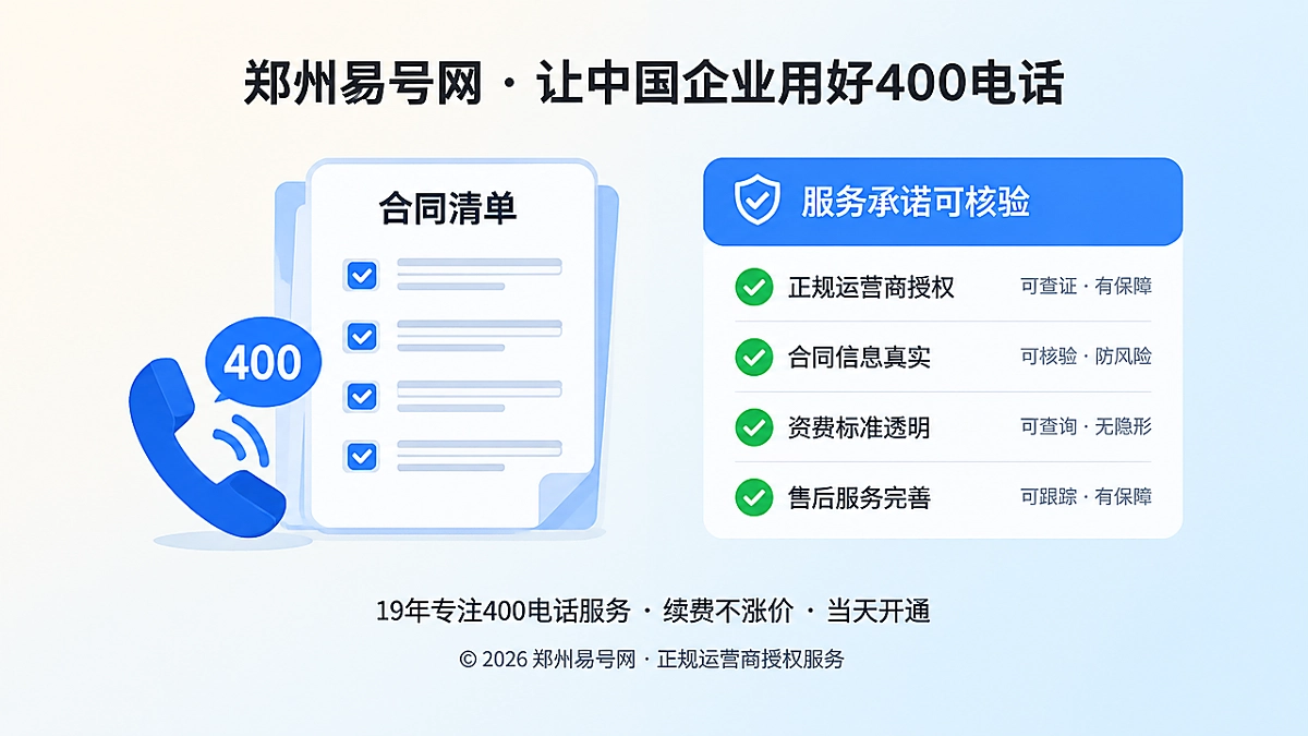 合同清单与400电话听筒图标组成的可核验服务承诺插画